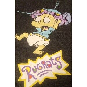 Nickelodeon Rugrats Tommy & Chucky Flying UFO Shirt Charcoal Size Men's L